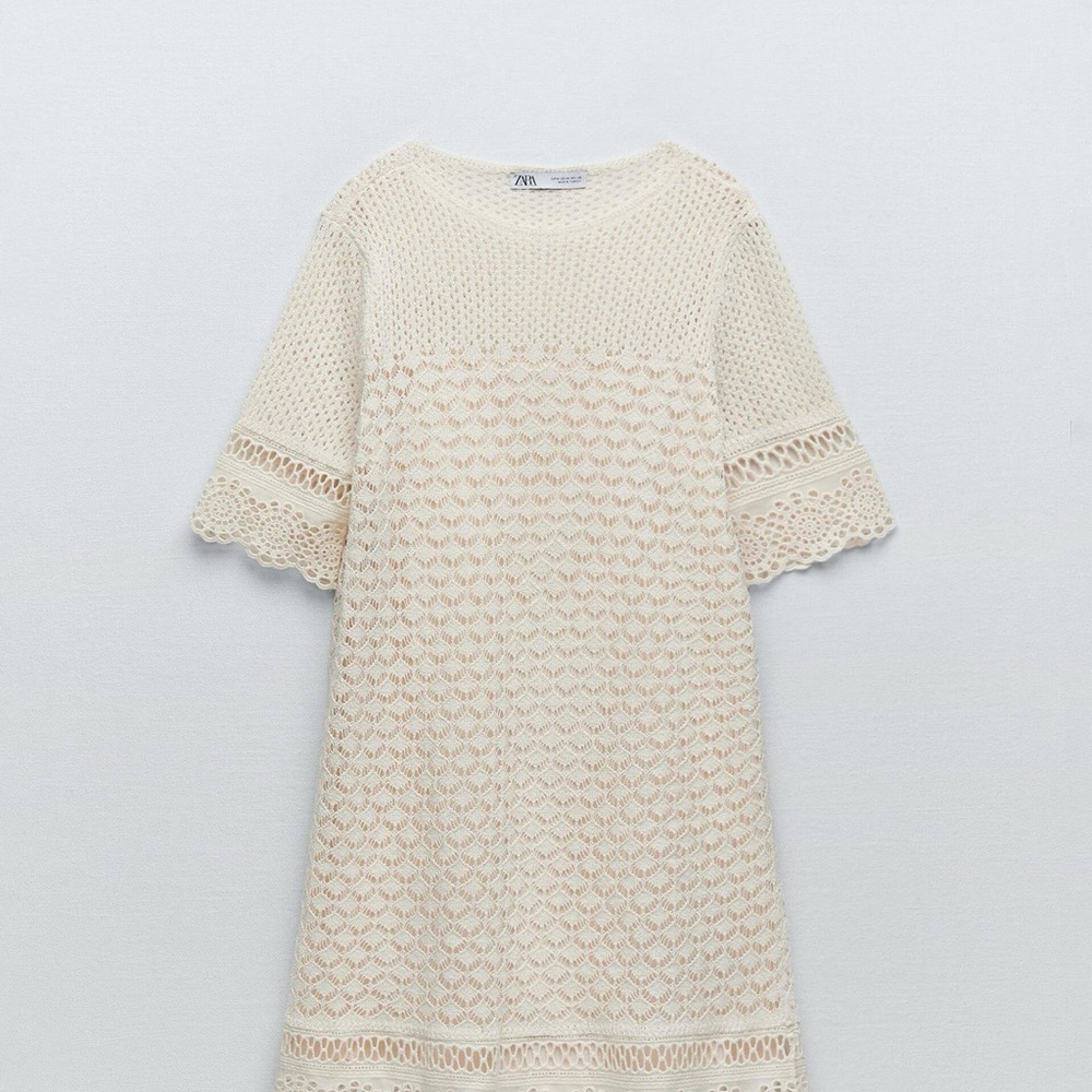Zara Cream Crochet Mini Dress